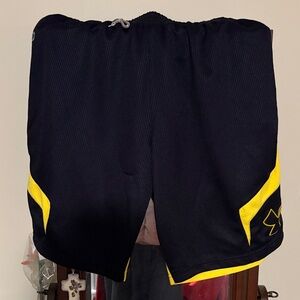 Under Armour Men's Black Shorts with Yellow Accents